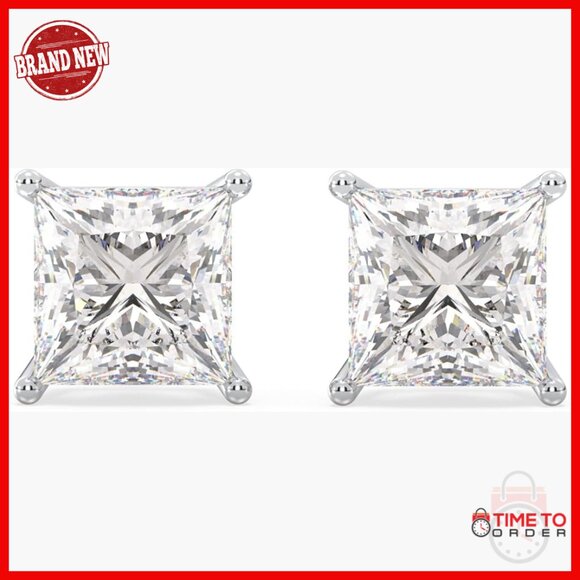 Moissanite Stud Earrings 2.4ct Sterling Silver Gold Plated Wedding Gift